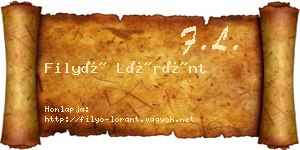 Filyó Lóránt névjegykártya
