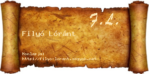 Filyó Lóránt névjegykártya